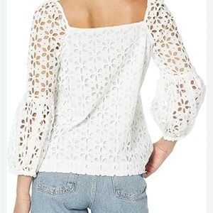 Trina Turk White Floral Eyelet Blouse